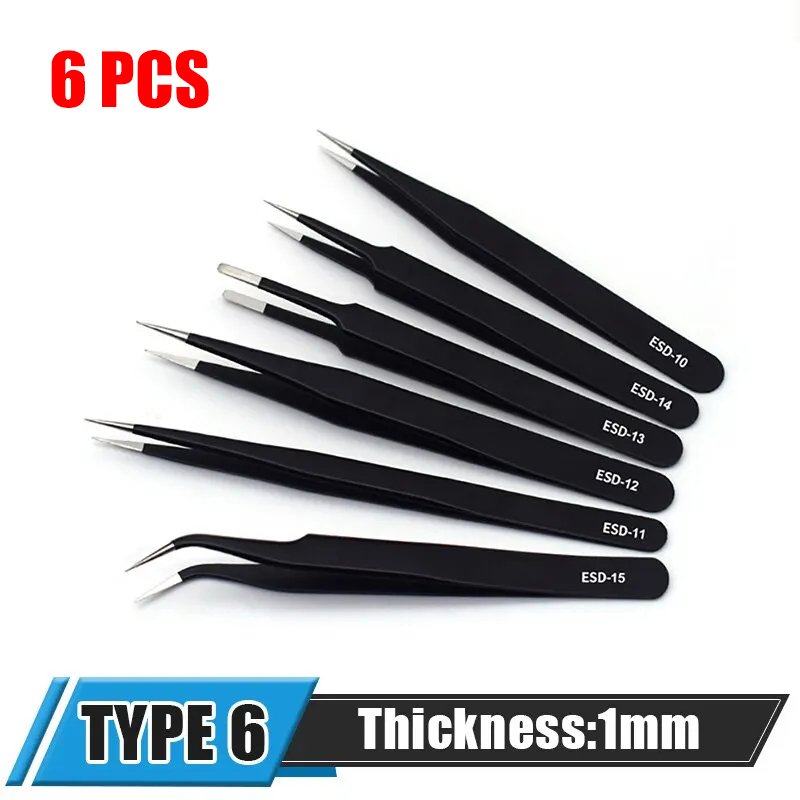 Electronics Repair And Maintenance - ESD Anti Static Stainless Steel Tweezers